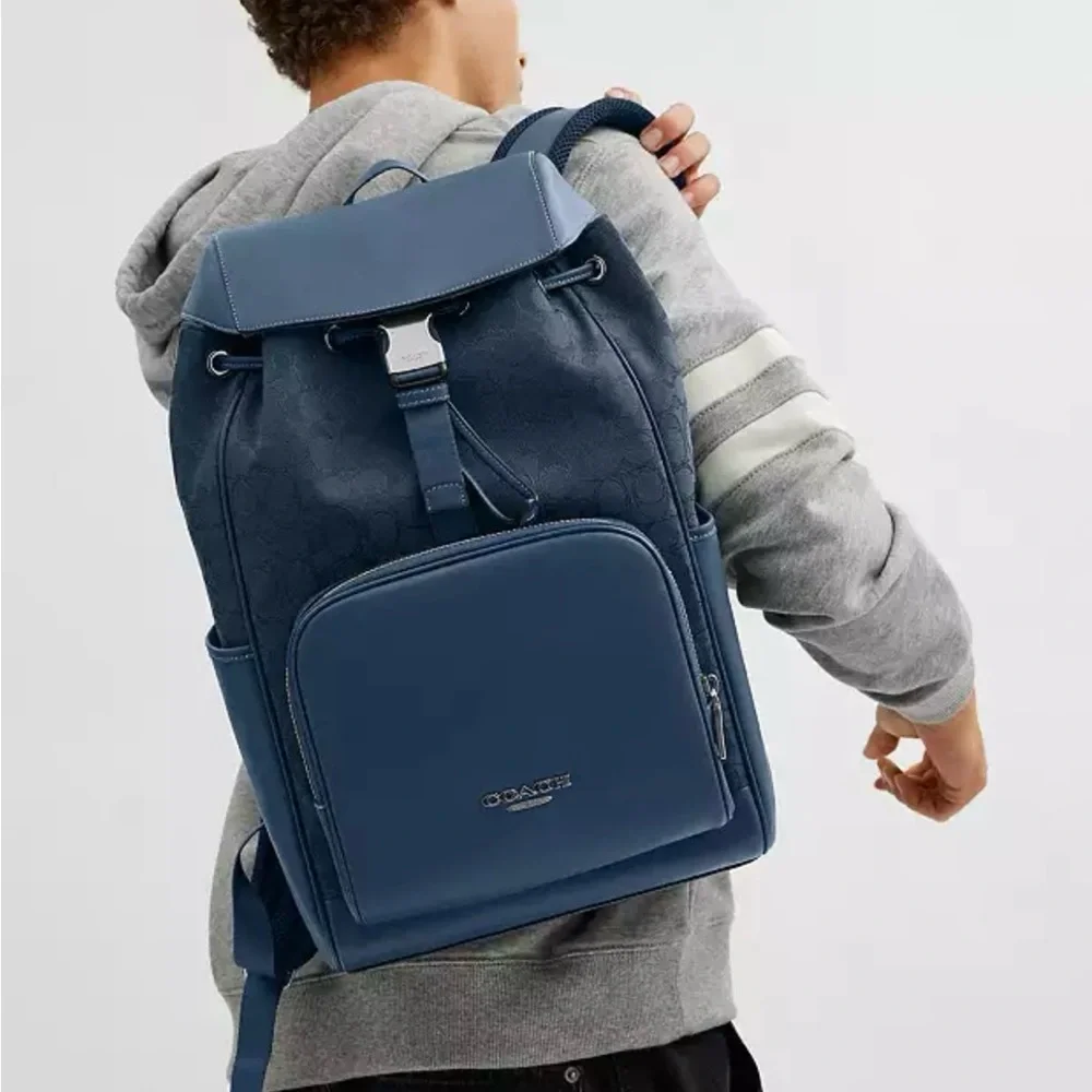 Coach Racer Backpack In Signature Jacquard - Picture 5 of 6